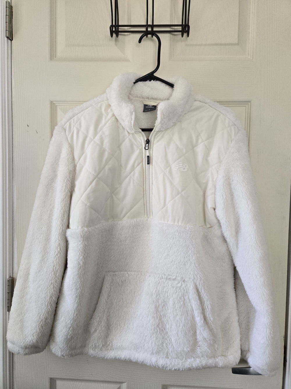 New Balance Women's White Quilted Sherpa Pullover Jacket